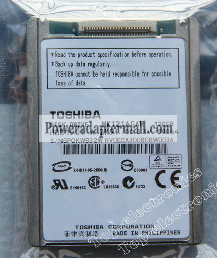 120GB Toshiba MK1214GAH Hard Disk Drive for Dell XT/D430/D420 - Click Image to Close